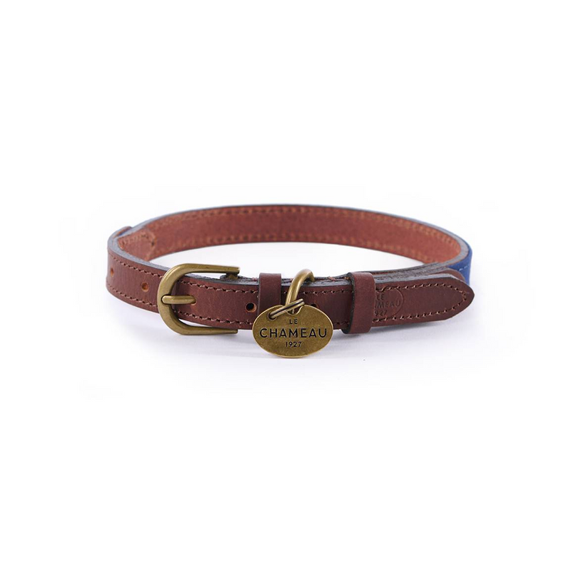 Collier pour chien Le Chameau Coton ciré/cuir