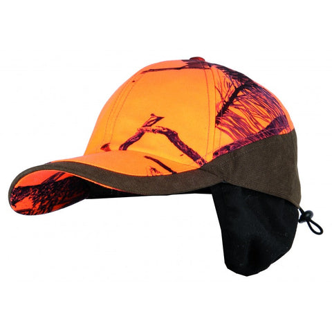 "Casquette chaude Somlys Thermo-Hunt 906C en orange camo, idéale pour la chasse par temps froid."