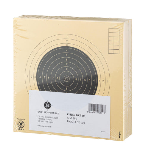 100 Cartons-Cibles Europ-Arm 20X20cm - ChasseTir.com