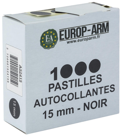 Pastilles Autocollantes Europ-Arm Noires - Diam. 15 ou 19mm - ChasseTir.com