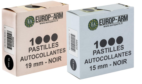 Pastilles Autocollantes Europ-Arm Noires - Diam. 15 ou 19mm - ChasseTir.com