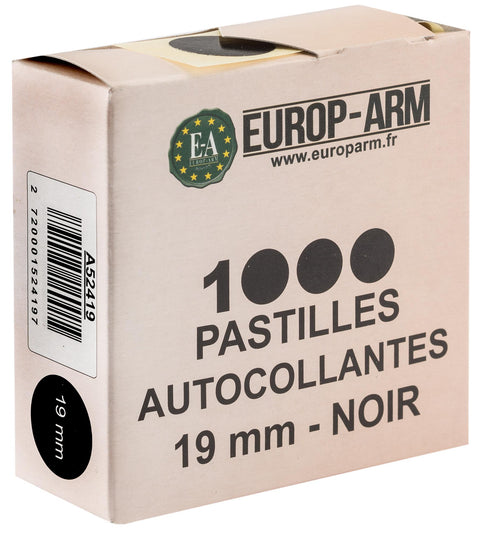 Pastilles Autocollantes Europ-Arm Noires - Diam. 15 ou 19mm - ChasseTir.com