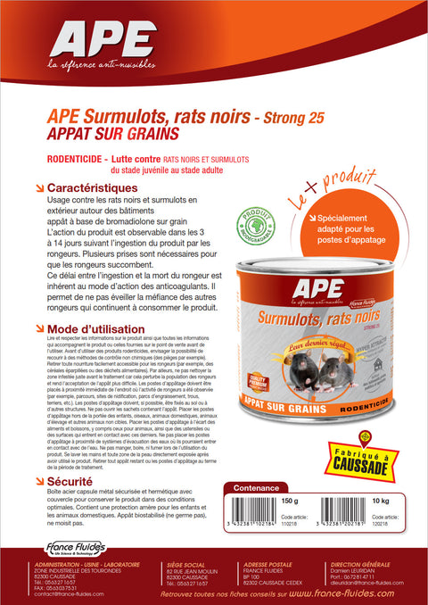 Raticide APE Europ-Arm en Vrac - Carton de 10 kg - ChasseTir.com