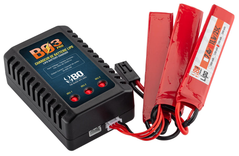 Chargeur de Batterie Bo Manufacture BO3 Lipo 7.4V et 11.1V en Sachet - ChasseTir.com