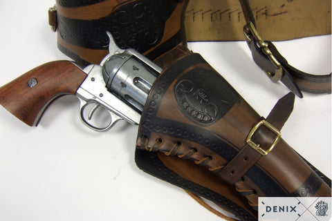 Ceinturon Denix Brun pour 1 ou 2 Revolvers Western - ChasseTir.com