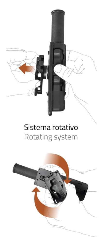 Porte Matraque Vega Télescopique Noir Orientable - 24/26"