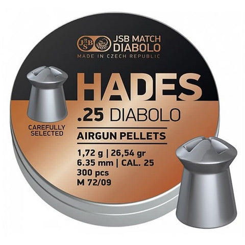 Boîte de 300 plombs JSB Diabolo Hades - Cal. 25 - ChasseTir.com