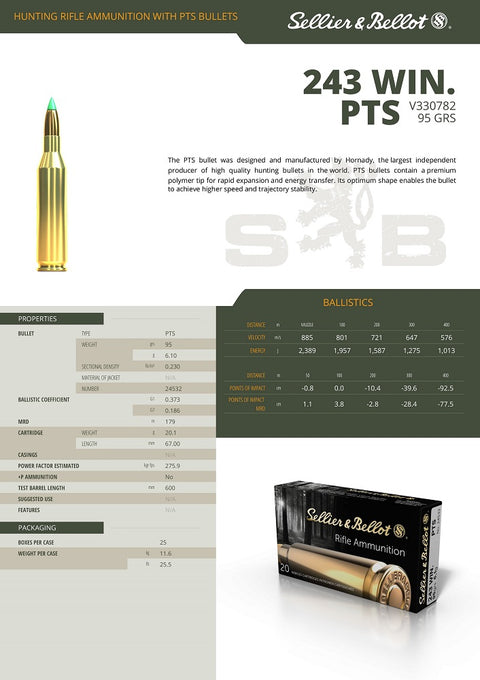 Balles S&B - Cal. 243 Win. PTS - ChasseTir.com