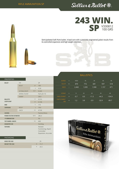 Balles S&B - Cal. 243 Win. SP - ChasseTir.com