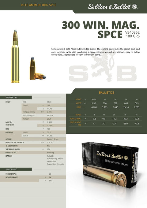 Balles S&B - Cal. 300 Win. Mag. SPCE - ChasseTir.com