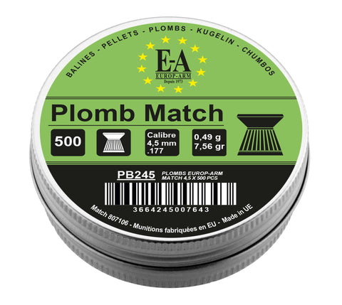 Plombs Europ-Arm Match à Tête Plate - Cal. 4.5mm