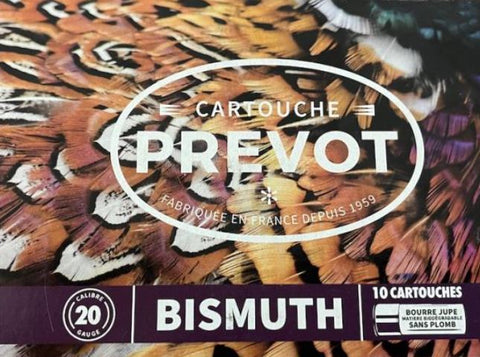 Cartouches écologiques Prevot Xpert Bismuth BG 20 g calibre 28/70, conçues pour allier respect de l'environnement et efficacité à la chasse, avec des billes de bismuth non toxiques pour une utilisation sûre et responsable