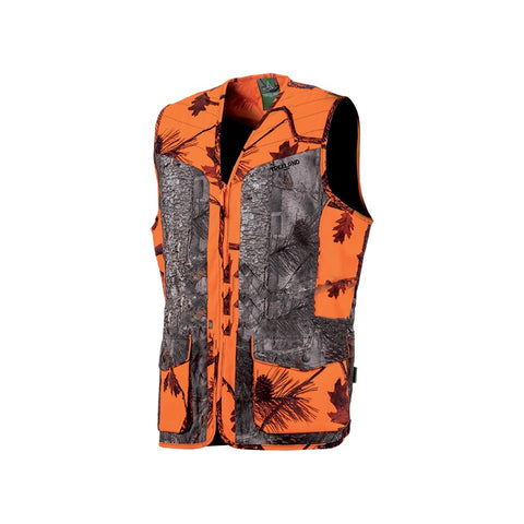 "Gilet de camouflage pour enfant Treeland en orange et vert forestier, modèle T600K, idéal pour les activités en plein air."