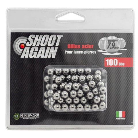 Billes acier pour lance-pierre Shoot Again - 7.9mm AJ360