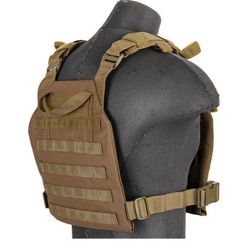 Gilet léger Lancer Tactical Plate carrier Coyotte Brown 1000D A68611