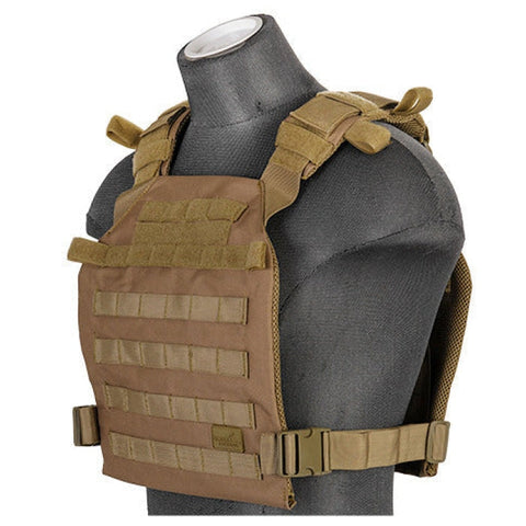 Gilet léger Lancer Tactical Plate carrier Coyotte Brown 1000D A68611