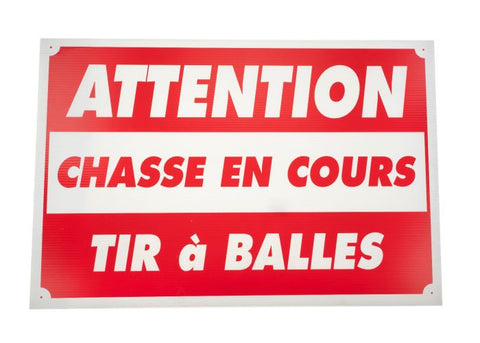 Panneau de signalisation Januel Chasse en cour tir à balle en polypropylène  - 60 x 40 cm - ChasseTir.com