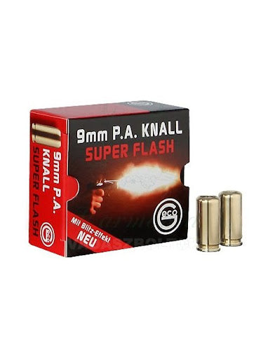 Balles à blanc Geco Super Flash - Par 25 - Cal. 9 mm PAK - ChasseTir.com