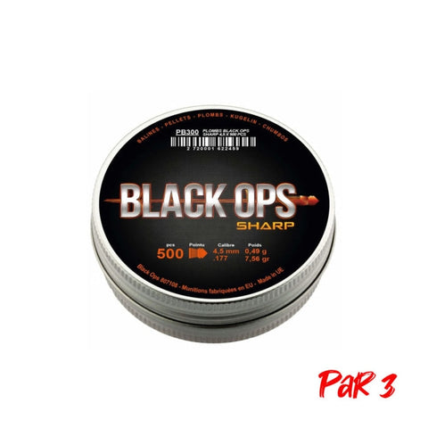 Boîte de 500 plombs Black Ops Sharp à tête pointue - Cal. 4.5 PB300P3